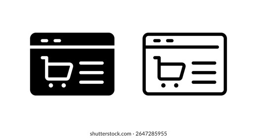 Ícone definido para interfaces de compras online, ideal para lojas, carrinhos e check-out de UX.