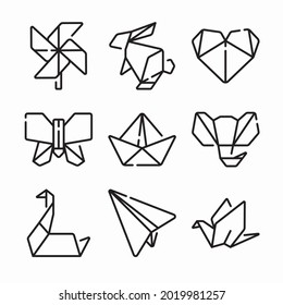 Icon Set Origami for different seasons Line