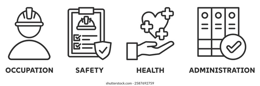 Icon Set of osha web vector illustration concept with icons of occupational, safety, health, administration