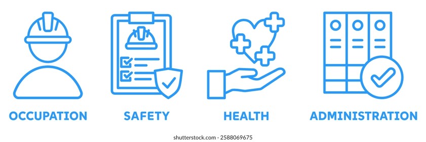 Icon Set of osha web vector illustration concept with icons of occupational, safety, health, administration