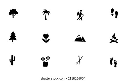 conjunto de iconos, ilustración de vector de naturaleza al aire libre
