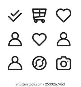  icon Set outline stroke vector eps white background