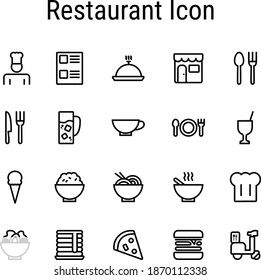 An icon set with outline style for restaurant