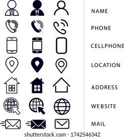 Paquete de conjunto de iconos. Iconos de información de contacto para tarjetas de visita y sitios web. modificable por vector. Pasos 10