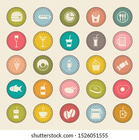icon set pack design, food drinks eat restaurant menu dinner lunch cooking and meal theme Vector illustration