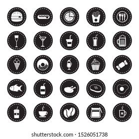 icon set pack design, food drinks eat restaurant menu dinner lunch cooking and meal theme Vector illustration