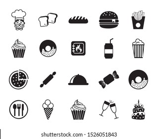 icon set pack design, food drinks eat restaurant menu dinner lunch cooking and meal theme Vector illustration