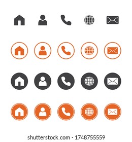 Icon set pack part 2 with black and orange. Contact information icons for business card and website. vector editable. eps 10

