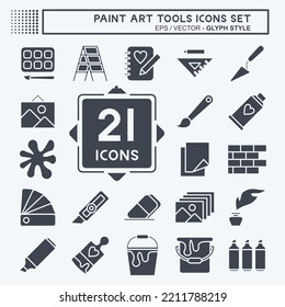 Icon Set Paint Art Tools. suitable for education symbol. glyph style. simple design editable. design template vector. simple illustration
