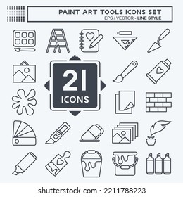 Icon Set Paint Art Tools. suitable for education symbol. line style. simple design editable. design template vector. simple illustration