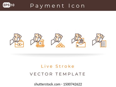 Icon Set Payment, Hand Hold Money For Website, Infographic Element. Vector Illustration