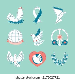 icon set peace emblem design