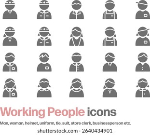 Icon set of people of various professions