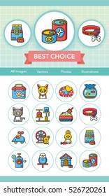 icon set pet vector