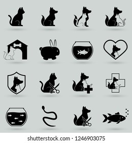 Icon set - pets, vet clinic, veterinary medicine