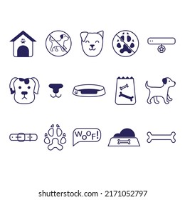Icon set - pets, vet clinic, veterinary medicine. Iconics with dog theme