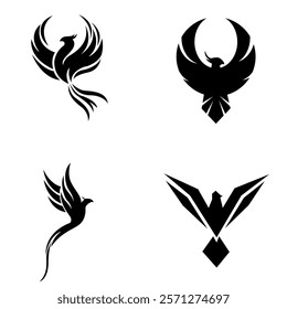 icon set of a phoenix vector