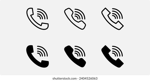icon set phone, telephone, communication, elements for design with simple outline and solid icon styles

