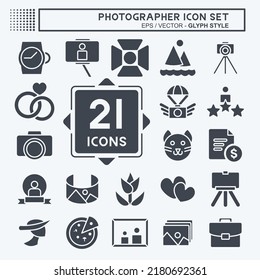 Icon Set Photographer . suitable for Art symbol. Glyph Style. simple design editable. design template vector. simple illustration