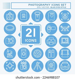 Icon Set Photography. related to Photography symbol. blue eyes style. simple design editable. simple illustration