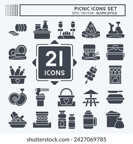 Icon Set Picnic. related to Holiday symbol. glyph style. simple design editable. simple illustration