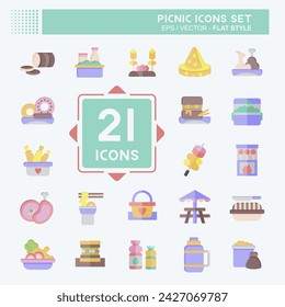 Icon Set Picnic. related to Holiday symbol. flat style. simple design editable. simple illustration