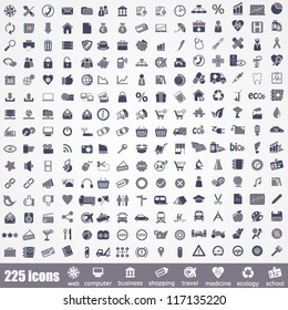 Icon Set. Pictogram About Internet, Computer, School, Travel, Business, Shopping, Ecology And Medicine.