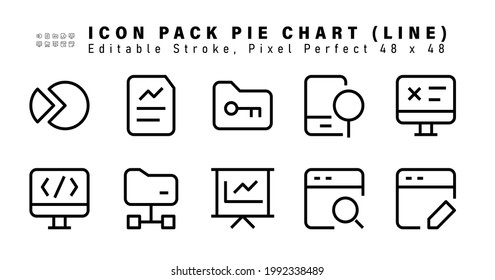 Icon Set of Pie Chart Line Icons. Contains such Icons as Cancel, Code, Network Folder, Graph Presentation etc. Editable Stroke. 48x48 Pixel Perfect