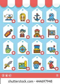 icon set pirate vector