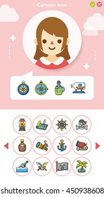 icon set pirate vector