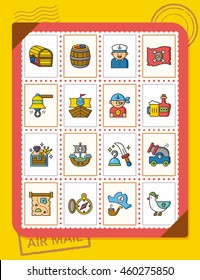 icon set pirate vector