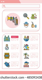 icon set pirate vector