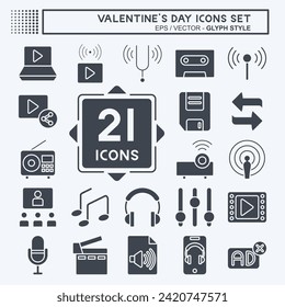 Icon Set Podcast. related to Music symbol. glyph style. simple design editable. simple illustration