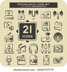 Icon Set Podcast. related to Music symbol. hand drawn style. simple design editable. simple illustration