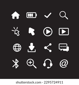 Icon set of popular social applications and UI Outline For Web with rounded corners. Social media icons are modern.