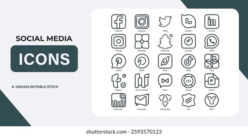 Icon set of popular social applications with rounded corners. Social media icons modern design on transparent background for your design. Vector set EPS 10