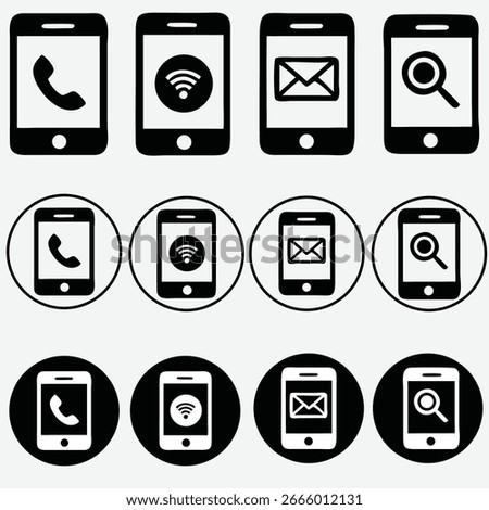 Icon set of popular social applications with rounded corners Mobile icon set, vector phone icon set,