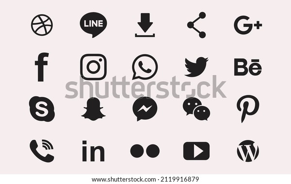 Icon set of popular social\
applications with rounded corners. Social media icons modern design\
on transparent background for your design. Vector Set EPS\
10