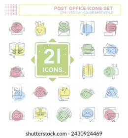 Icon Set Post Office. related to Education symbol. Color Spot Style. simple design editable. simple illustration