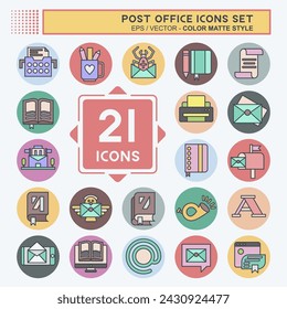 Icon Set Post Office. related to Education symbol. color mate style. simple design editable. simple illustration