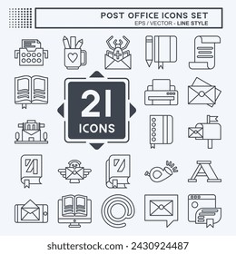 Icon Set Post Office. related to Education symbol. line style. simple design editable. simple illustration