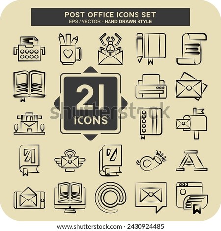Icon Set Post Office. related to Education symbol. hand drawn style. simple design editable. simple illustration