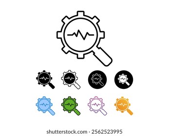 icon set predictive analysis with 9 different styles, line, glyp, flat, gradient etc. suitable for print websites etc. isolated on white background.