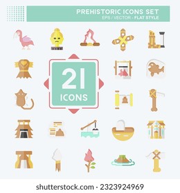 Icon Set Prehistoric. related to Education symbol. flat style. simple design editable. simple illustration