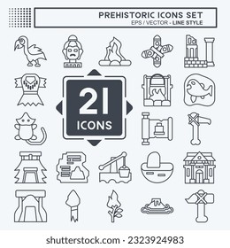 Icon Set Prehistoric. related to Education symbol. line style. simple design editable. simple illustration