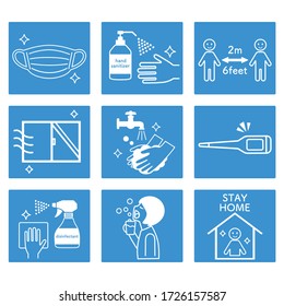 Icon Set For Prevention Of Coronavirus Infection