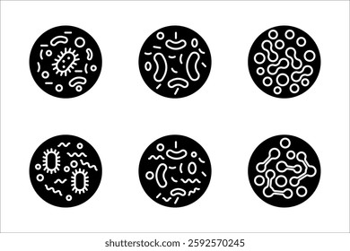 icon set of Probiotics bacteria, on isolated white background.