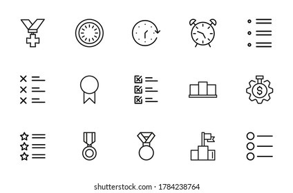 Icon set of productivity. Editable vector pictograms isolated on a white background. Trendy outline symbols for mobile apps and website design. Premium pack of icons in trendy line style.