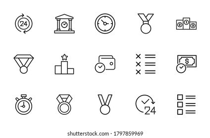 Icon set of productivity. Editable vector pictograms isolated on a white background. Trendy outline symbols for mobile apps and website design. Premium pack of icons in trendy line style.