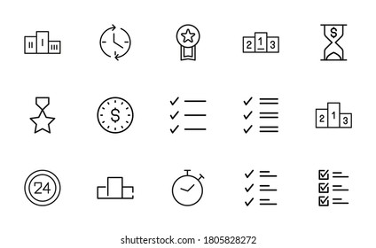 Icon set of productivity. Editable vector pictograms isolated on a white background. Trendy outline symbols for mobile apps and website design. Premium pack of icons in trendy line style.